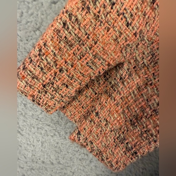 J Jill tweed jacket coral and pink tones with snap front size XS preowned - Picture 10 of 11